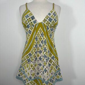 Y2K Burning Torch Babydoll Tank Top Womens SZ S Camisole Floral Boho Silk